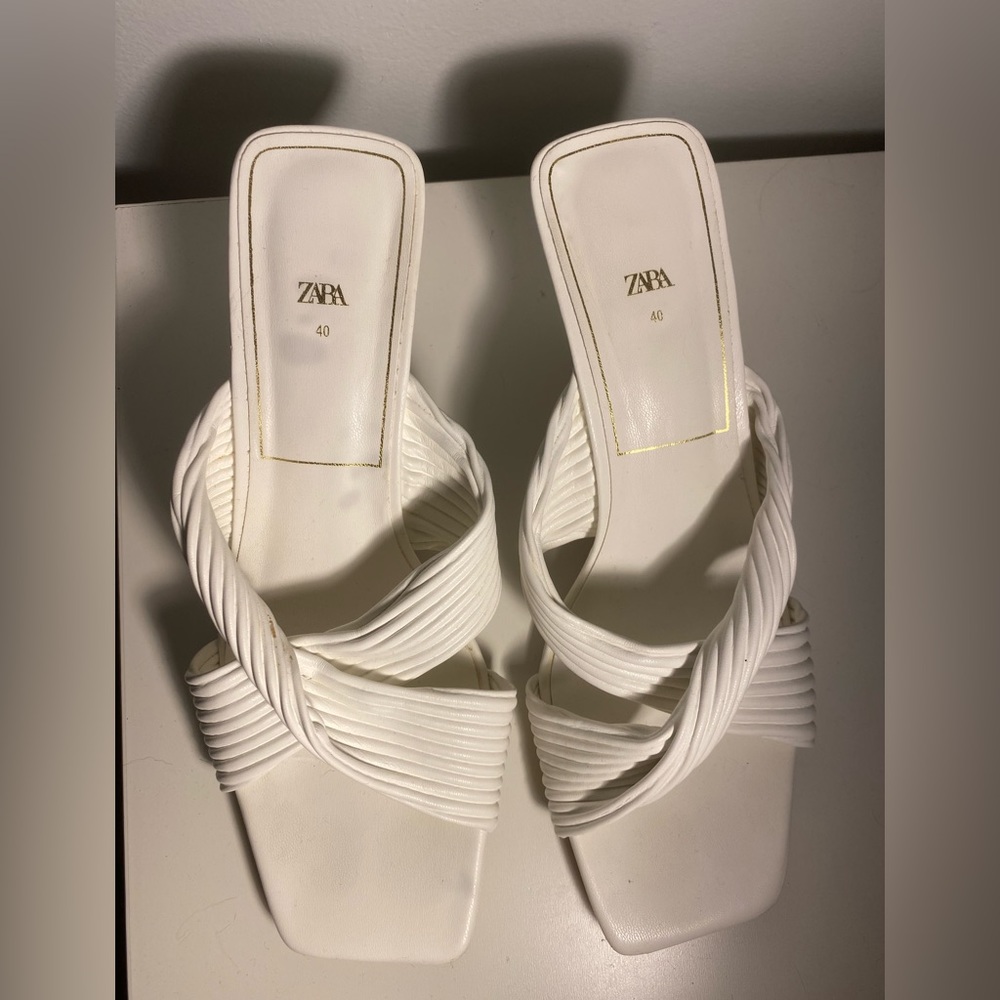 Zara White Mini Heels